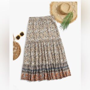 Floral Boho Tiered Maxi Skirt